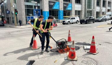 ‘For the love of the city’: Vigilantes volunteer to help Montreal fill potholes - Montreal