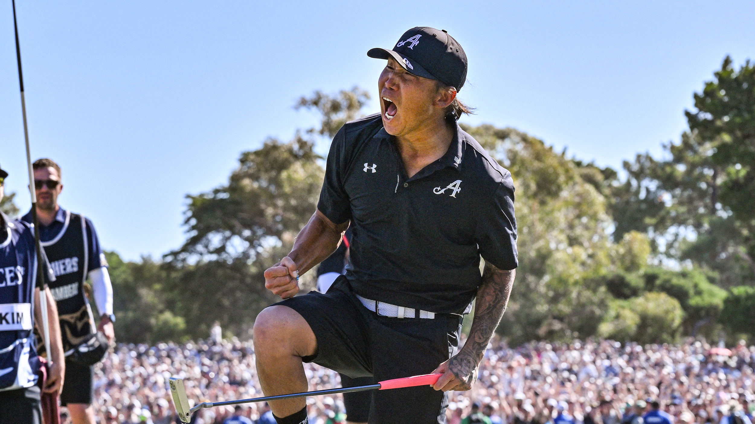 Anthony Kim celebrates winning LIV Golf Adelaide