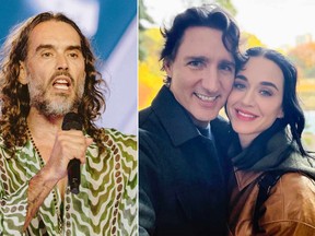 Russell Brand has taken another swipe at Katy Perry's relationship with Justin Trudeau.