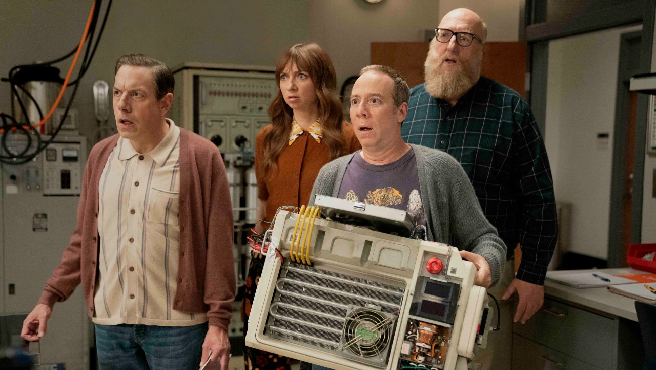 John Ross Bowie, Lauren Lapkus, Kevin Sussman and Brian Posehn in 'Stuart Fails to Save the Universe'