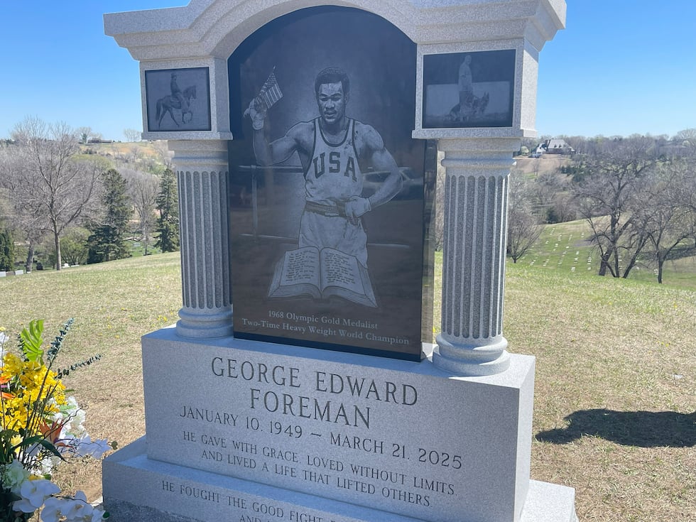 The grave of boxing legend George Foreman, who was buried in Logan Park Cemetery in Sioux...
