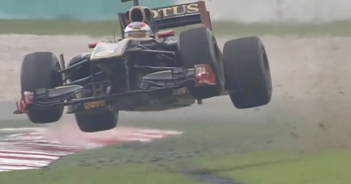 F1 driver loses steering wheel in airborne accident