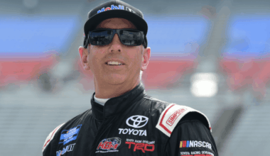 Greg Biffle stands on the grid during NASCAR Truck Series qualifying at Texas Motor Speedway