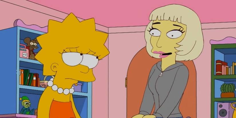 Lady Gaga talks to Lisa in The Simpsons