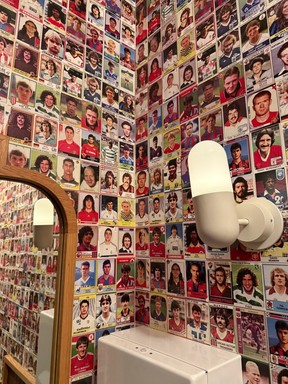 sports cards, wall, light