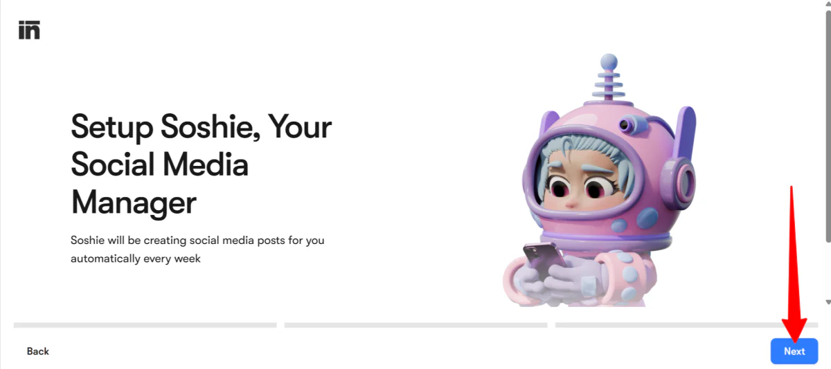 Starting to set up the Social Media Manager with Soshie on Sintra AI.
