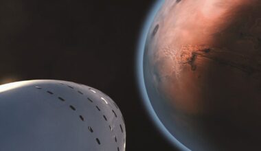 SpaceX shuttle pointing at Mars