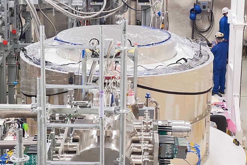 University of Minnesota researchers are working on the design of the low-background shield, which creates a zone free of trace radioactivity that could overwhelm the faint dark matter signal. Credit: Greg Stewart/SLAC National Accelerator Laboratory