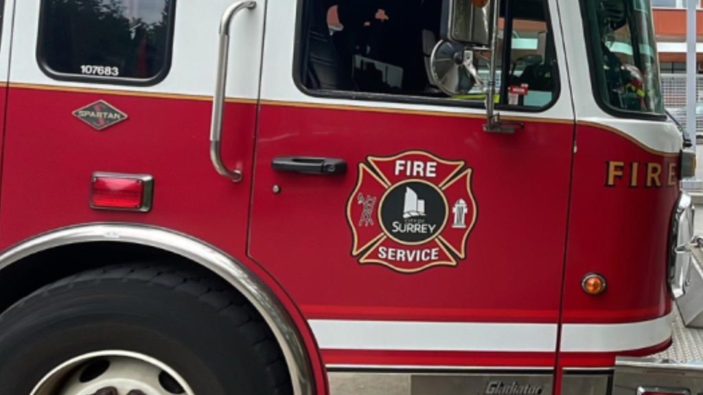 Fire crews battle blaze at vacant lot in Surrey