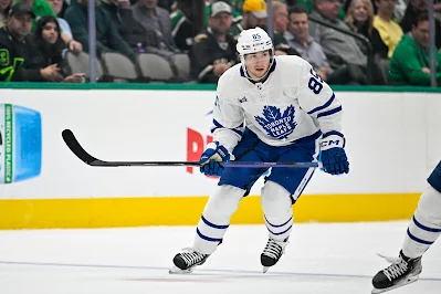 Toronto Maple Leafs forward Semyon Der-Arguchintsev skates during 2021 game. Toronto Maple Leafs forward Semyon Der-Arguchintsev skates during 2021 game.