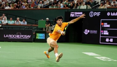 Carlos Alcaraz in action at Indian Wells.
