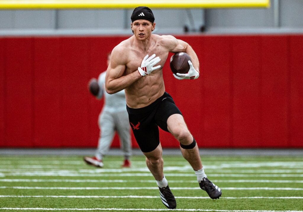 Ranked CFL Draft prospect Nolan Ulm performs for scouts at NFL pro day