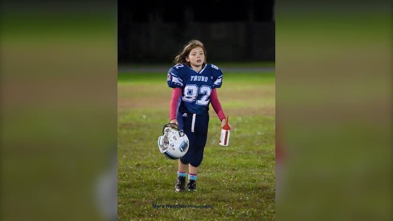 Julia Cameron is pictured on the field in her football gear when she played for the Truro, N.S. team.