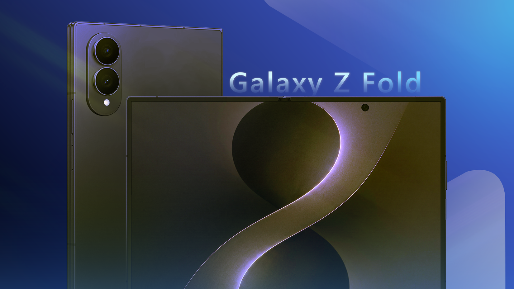 A black Galaxy Z Fold 8 smartphone showing its rear cameras and open screen.