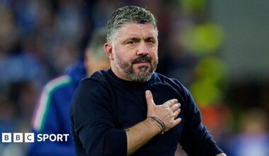 Gennaro Gattuso places his hand on his chest