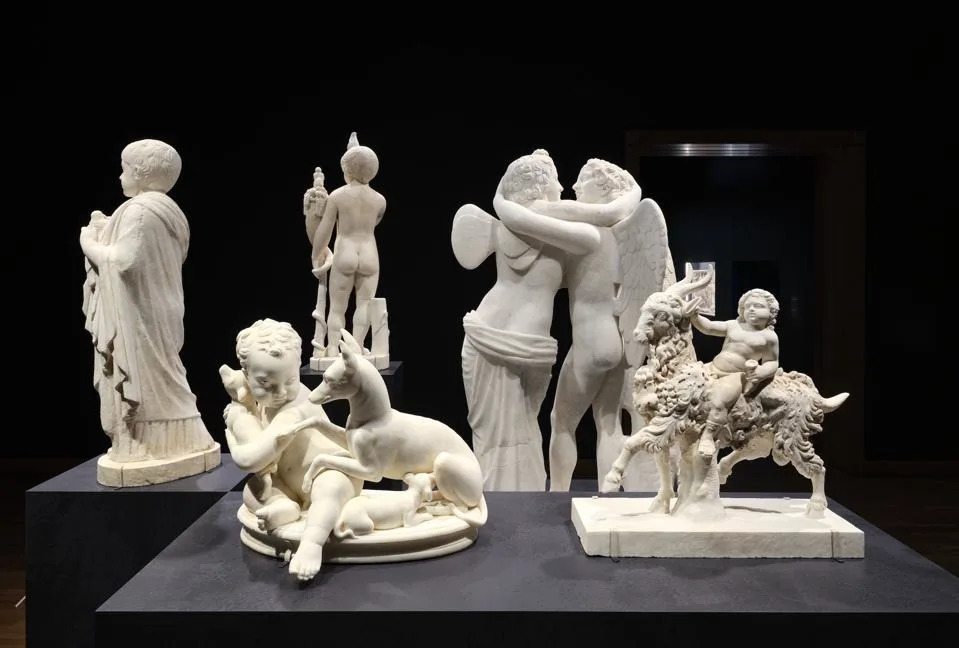 Statue of a Boy with Dogs, and Statue of the Infant Bacchus on a Ram.