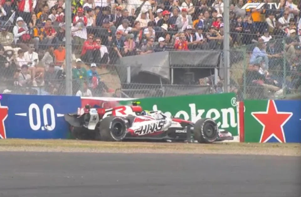 Ollie Bearman crashed at the Japanese GP (F1TV)