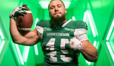 Saskatchewan Roughriders’ A.J. Ouellette embraces fatherhood, brings ‘dad strength’ into 2026 CFL season | 620 CKRM - The Voice of Saskatchewan