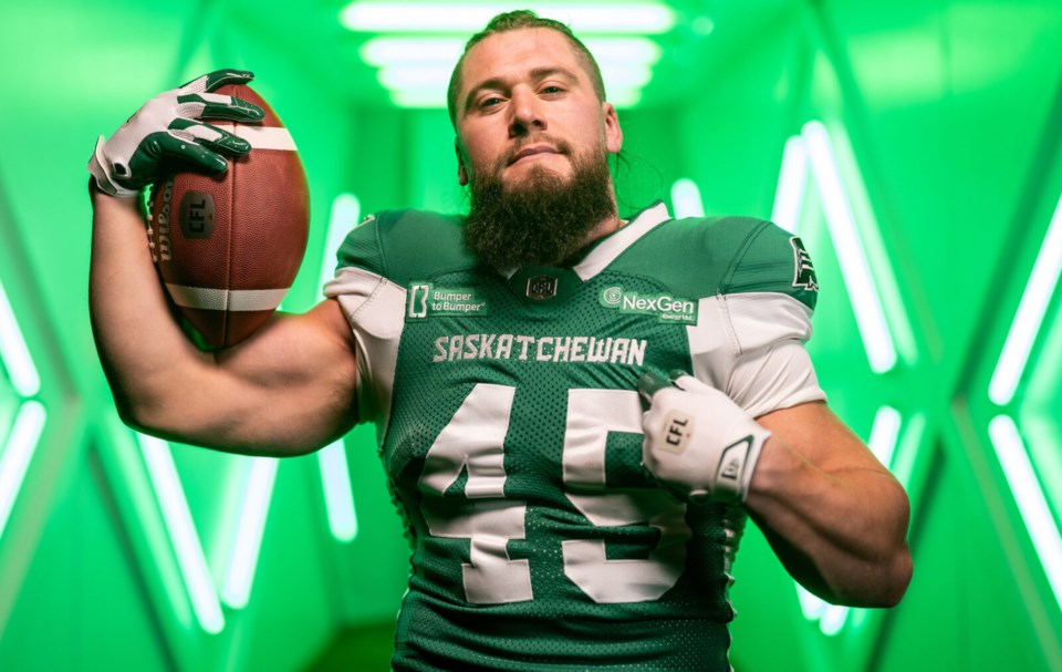 Saskatchewan Roughriders’ A.J. Ouellette embraces fatherhood, brings ‘dad strength’ into 2026 CFL season | 620 CKRM - The Voice of Saskatchewan