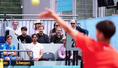 Carlos Alcaraz watches his brother Jaime compete in the Under-16 event at the Mutua Madrid Open on Thursday.