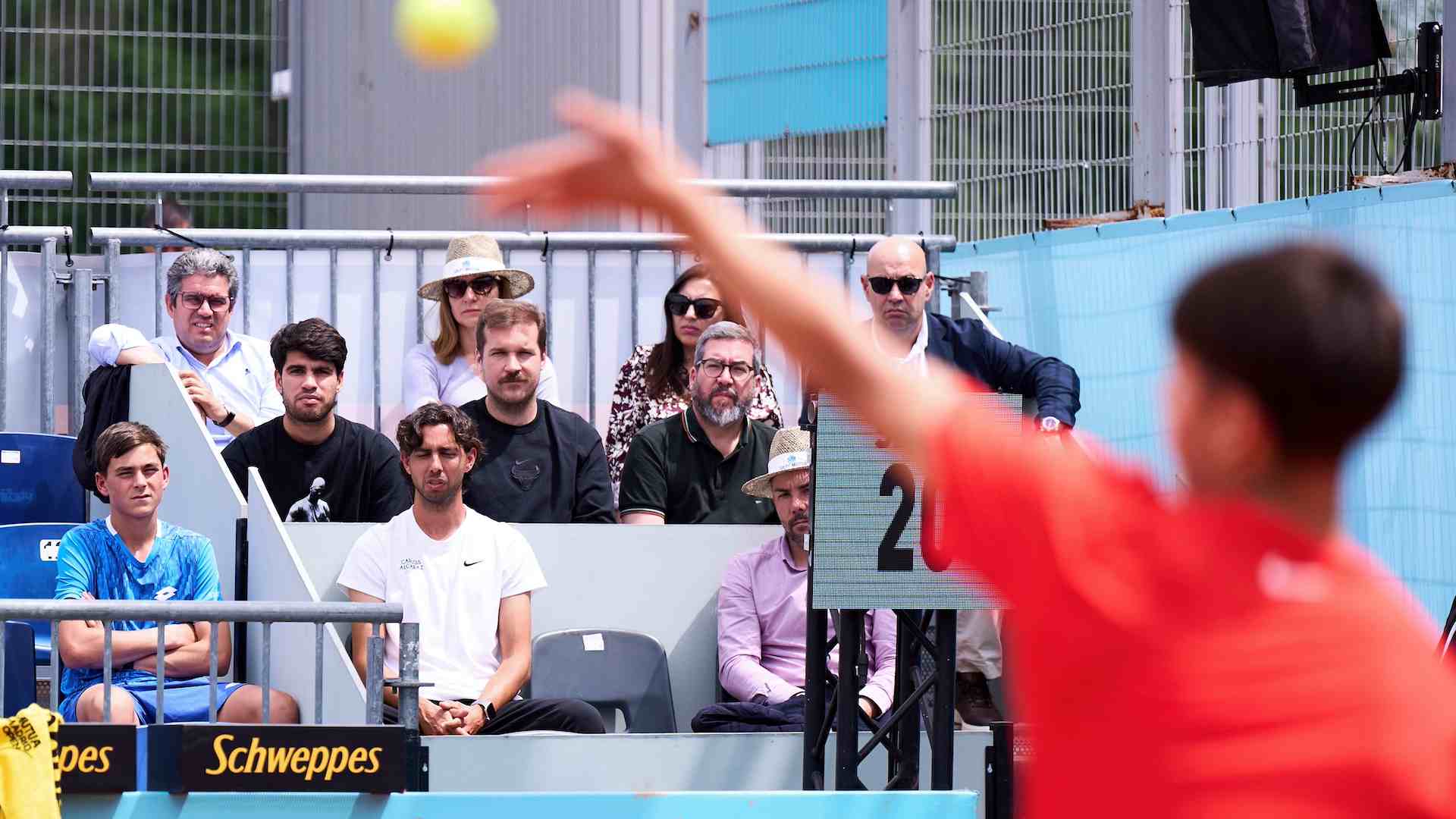 Carlos Alcaraz watches his brother Jaime compete in the Under-16 event at the Mutua Madrid Open on Thursday.