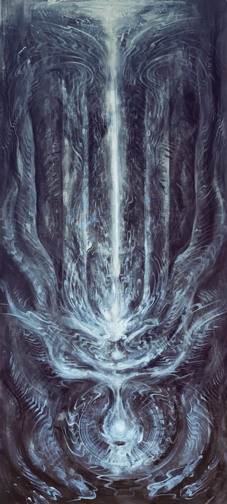 Sushumna. 130 x 60cm, Acrylic & Oil on Canvas, 2024.