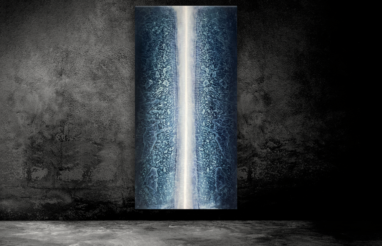 Cellular Beds. 90x190, Acrylic & Oil on Canvas (Natural Indigo), 2025