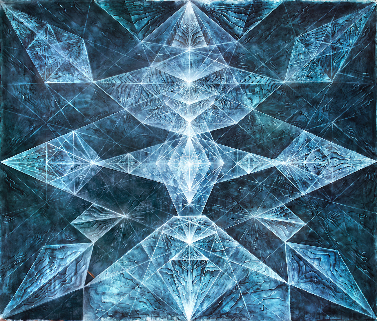 Ruliad, 240x200cm, Acrylic, Oil & Airbrush on Canvas (Natural Indigo), 2026.