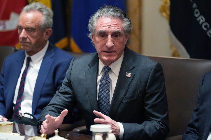 Interior Secretary Doug Burgum speaks during a Cabinet meeting at the White House on March 26. Burgum convened a meeting of the Endangered Species Committee — also known as the 