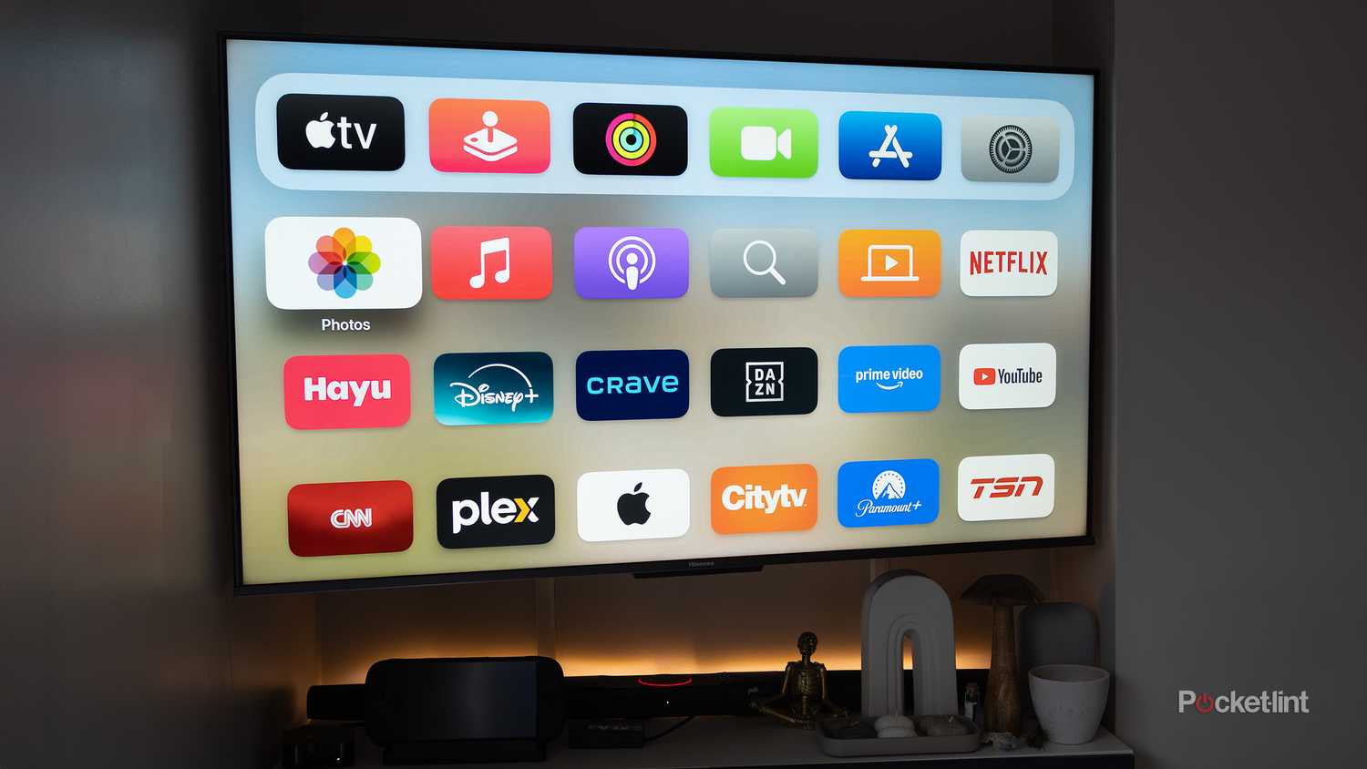 The Apple TV 4K's tvOS 26 on a TV.