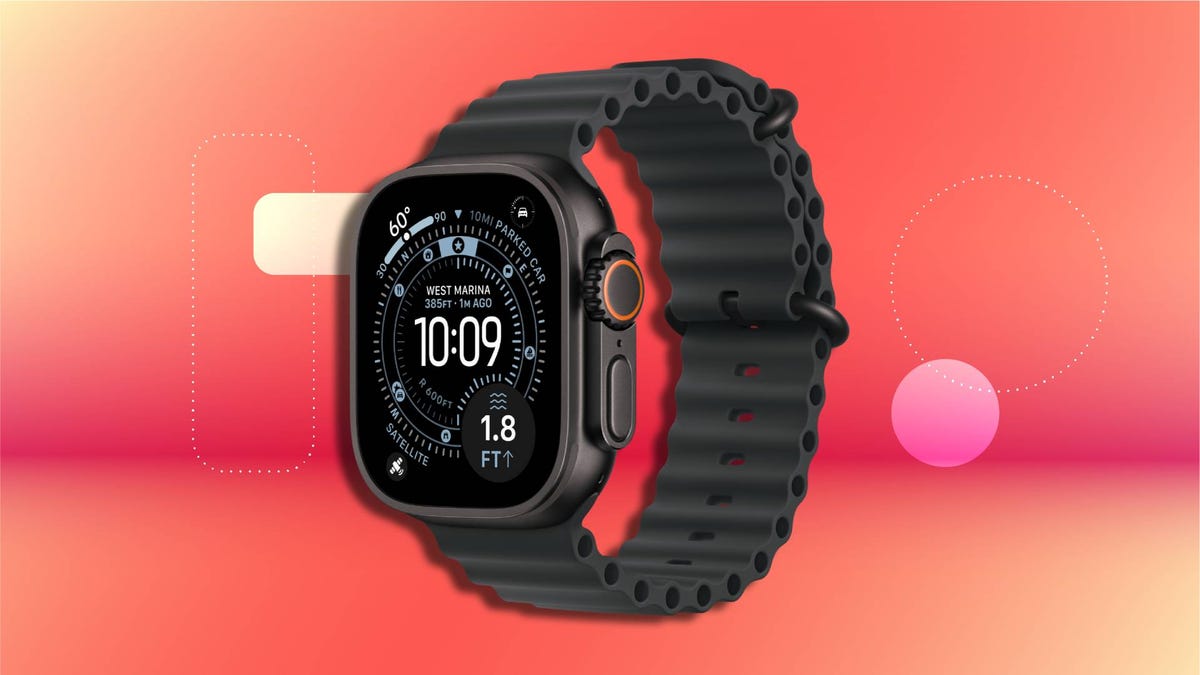 Apple Watch Ultra 3 on a CNET background
