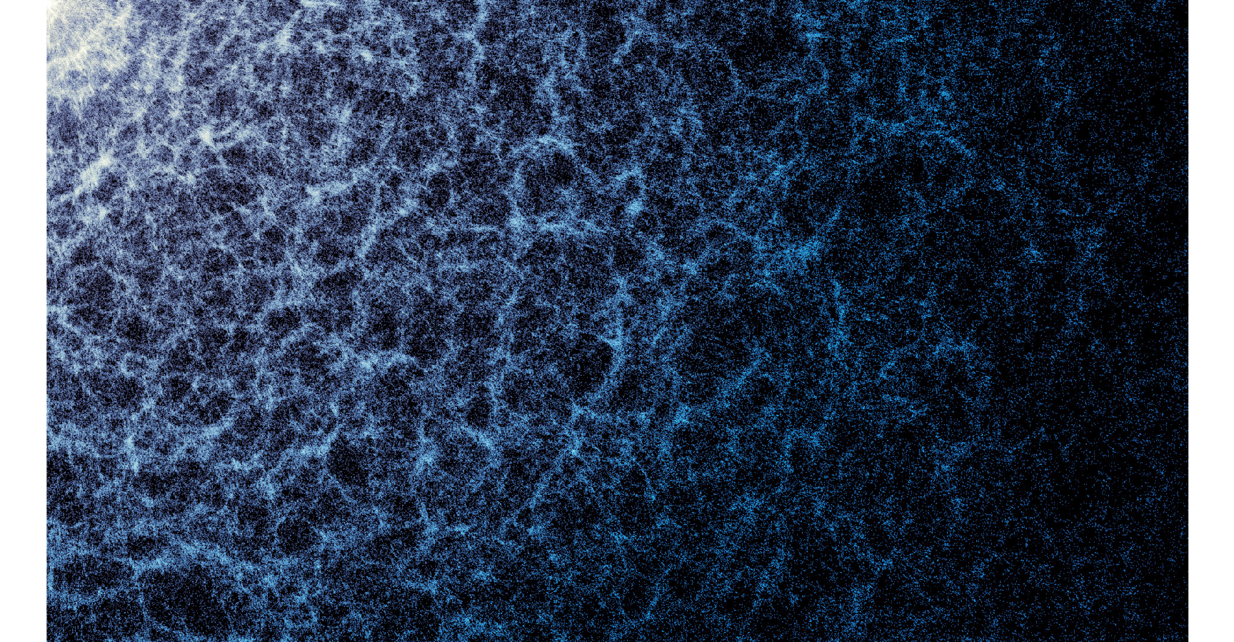 A close up of some of the DESI tendrils. Tons of dots make them up. Each one represents a galaxy.