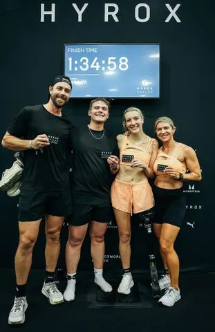 Kennedy Bingham and her husband and friends during HYROXCredit: Kennedy Bingham