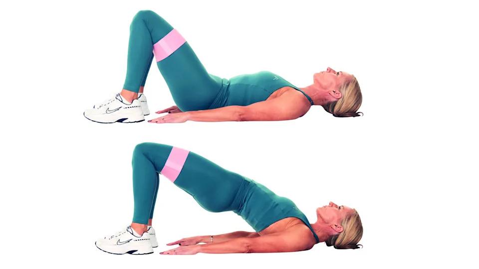 Caroline Idiens doing glute bridge exercise