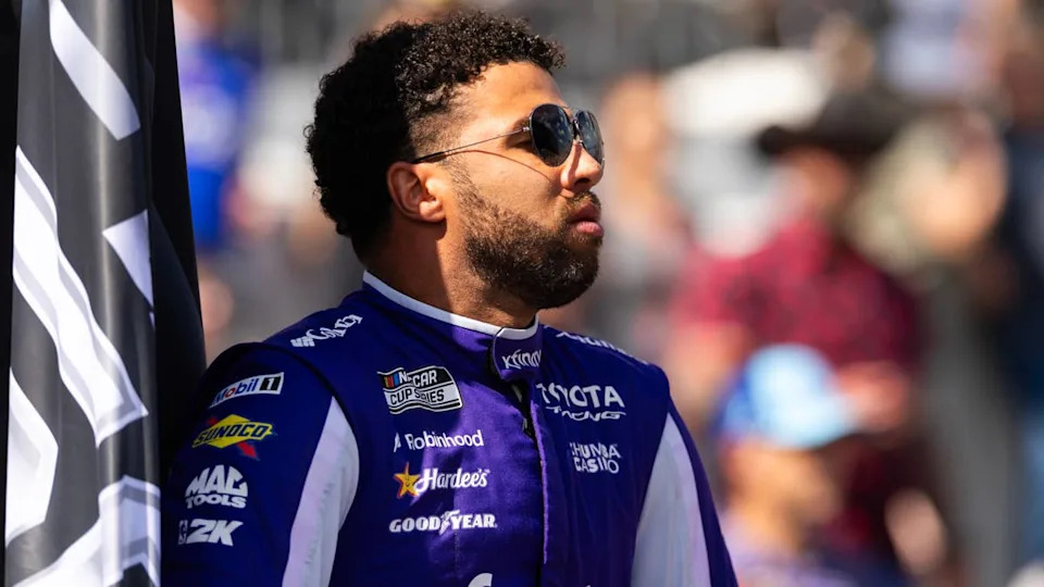 Bubba Wallace waits to race ahead of the Daytona 500. Mark J&period; Rebilas-Imagn Images