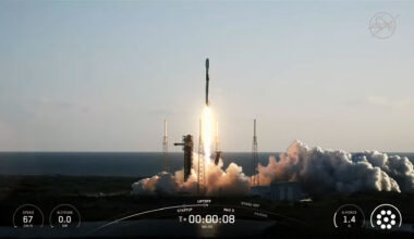 Northrop Grumman's Cygnus XL cargo spacecraft launches atop a SpaceX Falcon 9 from Cape Canaveral Space Force Station in Florida on April 11, 2026.