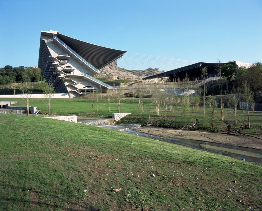 Braga Municipal Stadium within a landscaped valley