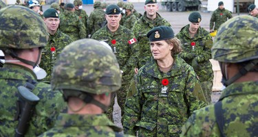 Governor General Julie Payette visits a training exercise for the Canadian Forces School of Military Engineering at CFB Gagetown on Nov. 7, 2017.