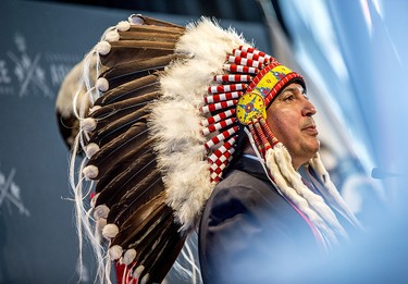 National Chief Perry Bellegarde, National Chief of the Assembly of First Nations, speaks at the Canadian War Museum on Nov. 8, 2020.