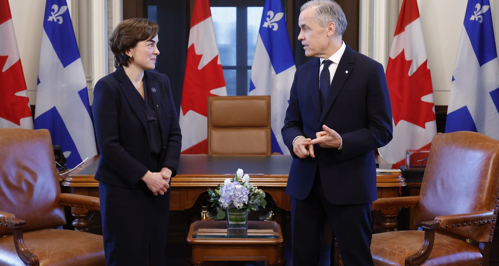 Quebec Premier Christine Fréchette meets with Prime Minister Mark Carney.