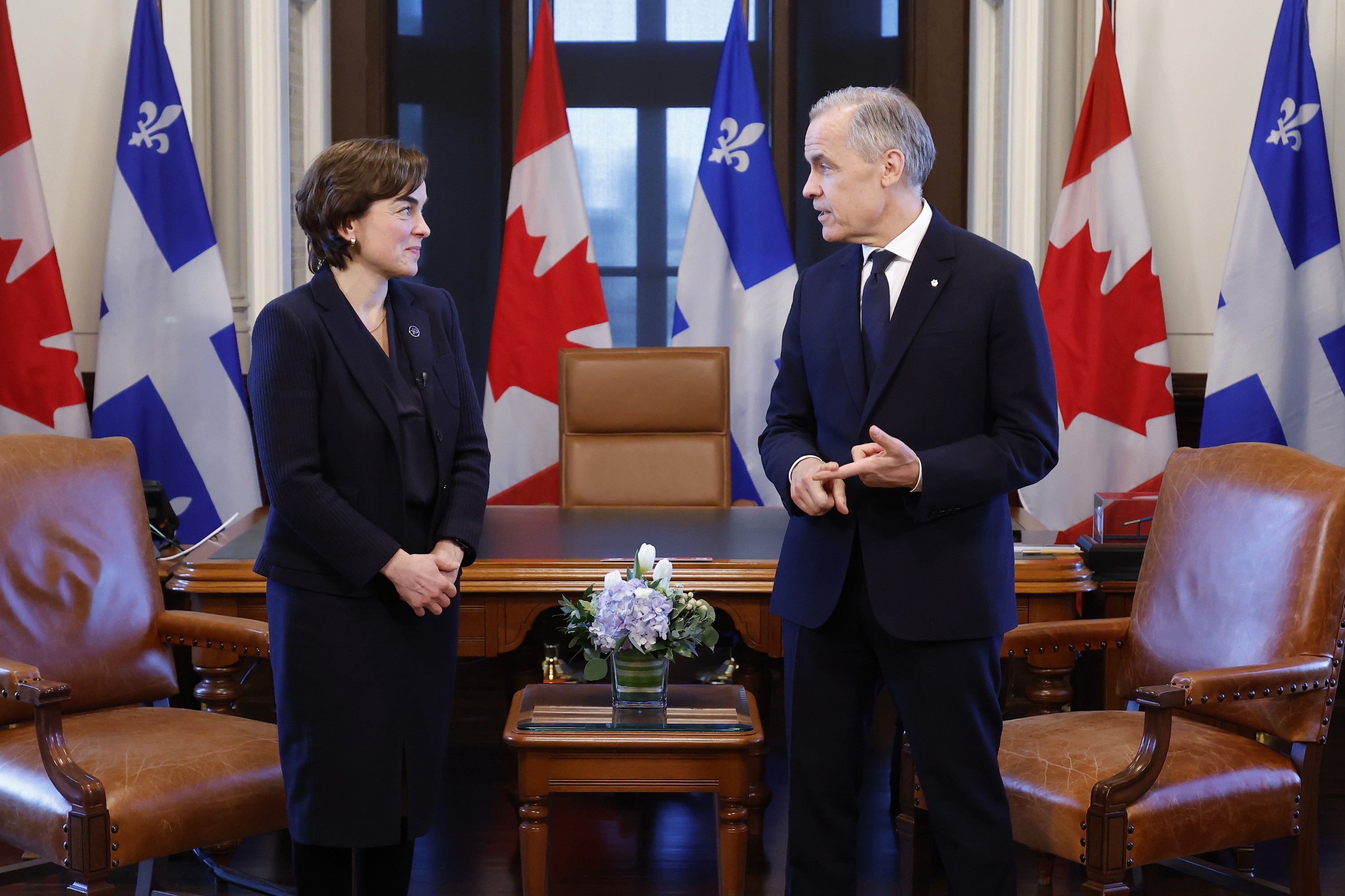 Quebec Premier Christine Fréchette meets with Prime Minister Mark Carney.