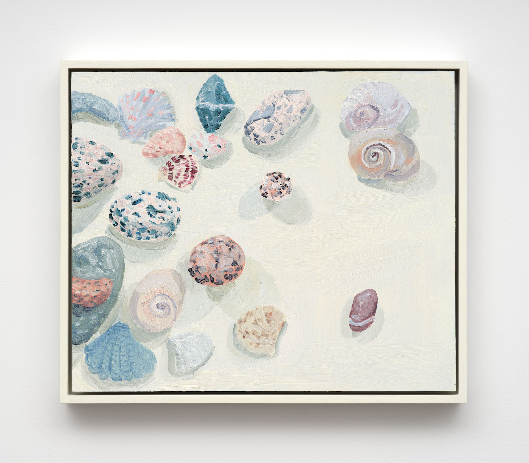“Shells and beach rocks,” 2025. Oil on masonite panel. (Photo: Paul Salveson)