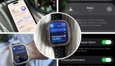 A collage of images showing the Apple Watch settings being used to track sleep accurately.