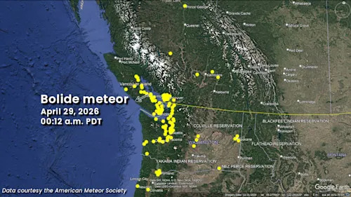 April-29-2026-Bolide-meteor-trajectory-and-reports-map