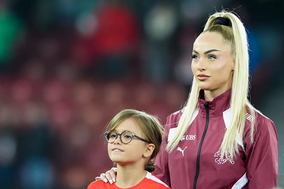 Alisha Lehmann of Switzerland looks on during the national anthem.
