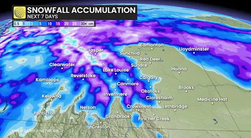 Western Canada snow next seven days