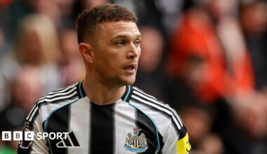 Kieran Trippier during Newcastle United's game against Sunderland at St James' Park on 21 March, 2026