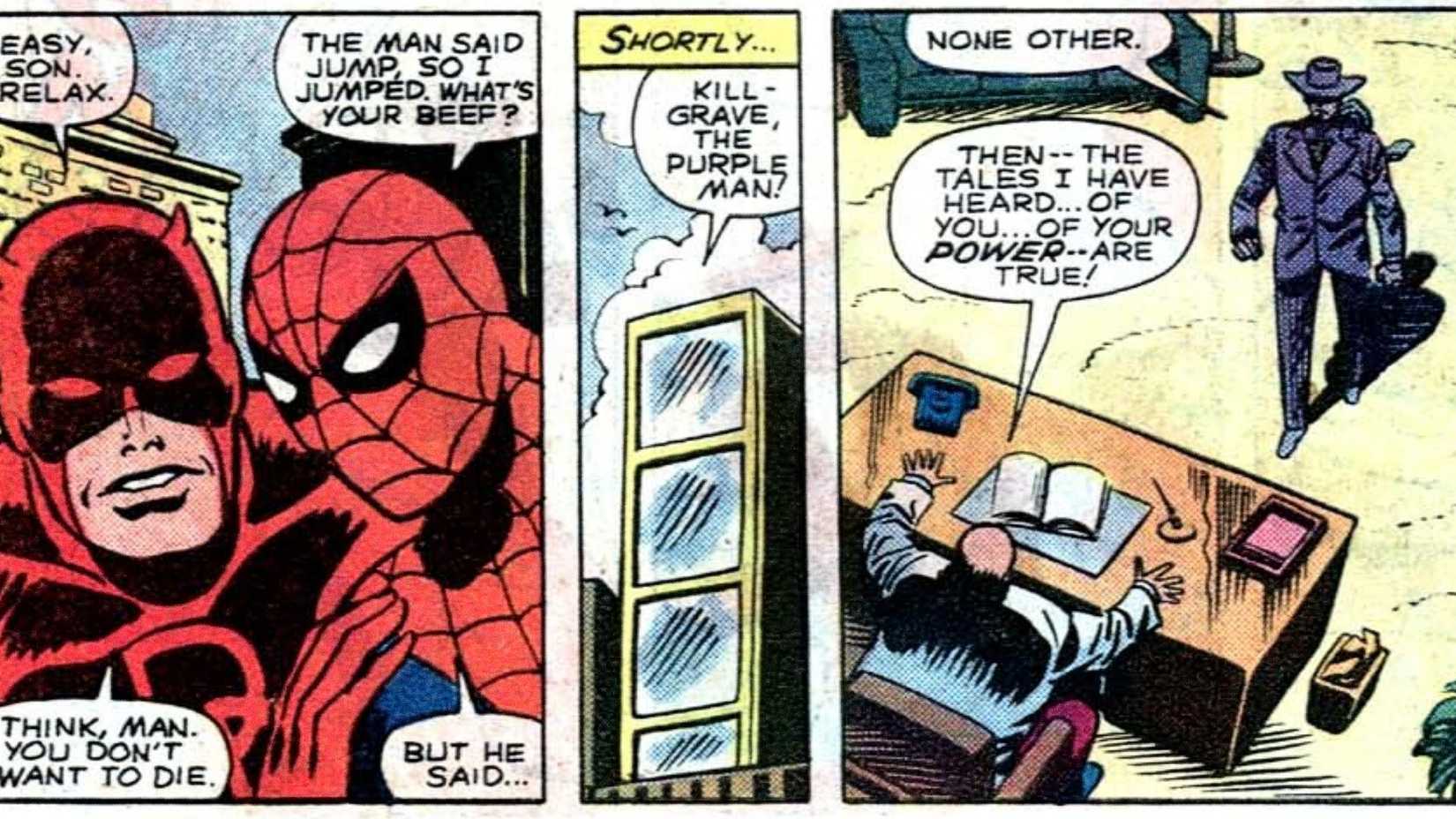 Daredevil and Spider-Man join forces against Kingpin and Purple Man in Marvel Team-Up Annual #4