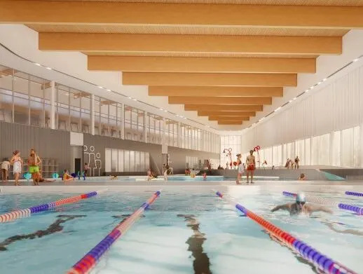 A file image shows a rendering of designs for the future East of the Red RecPlex. The City of Winnipeg has issued a request for proposals for a consultant to design a new aquatic facility for south Winnipeg.
(City of Winnipeg - image credit)