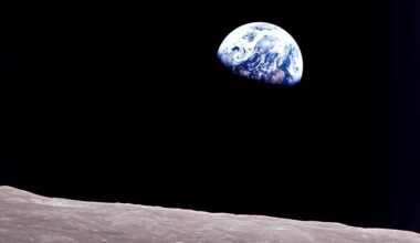The Earthrise photo from Apollo 8 in 1968, cropped